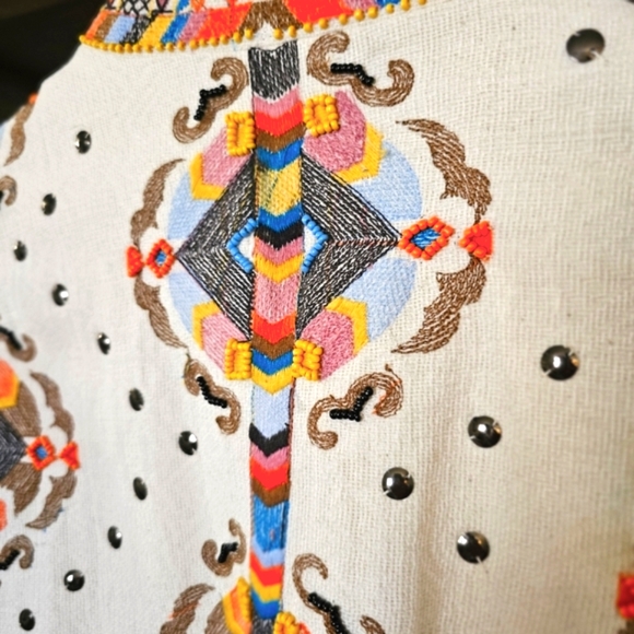 Anthropologie Maeve Dala Embroidered Jacket Size M Bohemian Maximalist Statement - Picture 8 of 15